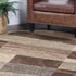 12' Beige Slate Gray And Brown Patchwork Runner Rug